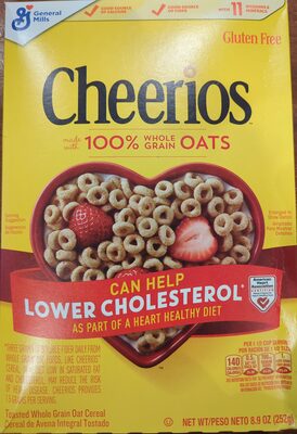 Yellow Original Cheerios cereal box, 8.9 oz, from General Mills